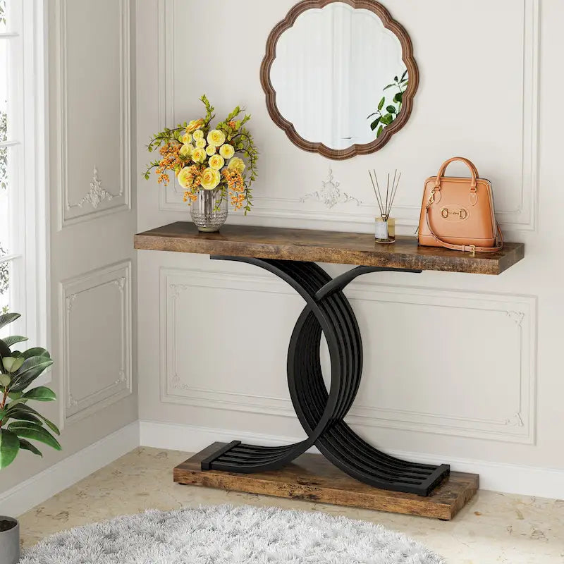 40 Modern Console Table, Faux Marble Entryway Hallway Table for Foyer