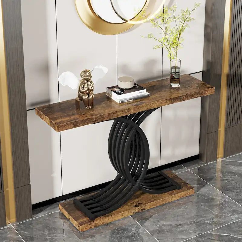 40 Modern Console Table, Faux Marble Entryway Hallway Table for Foyer