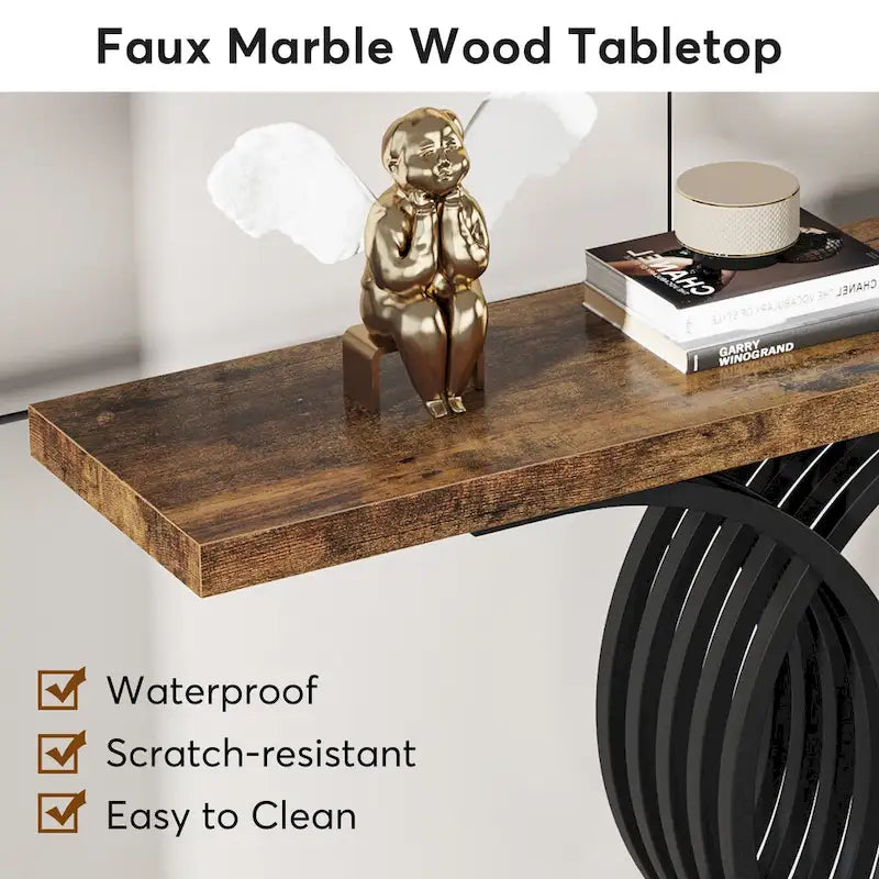 40 Modern Console Table, Faux Marble Entryway Hallway Table for Foyer