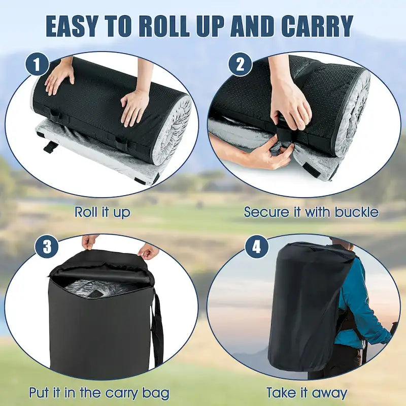 72" Lightweight Roll-Up Travel Mattress - Portable Memory Foam
