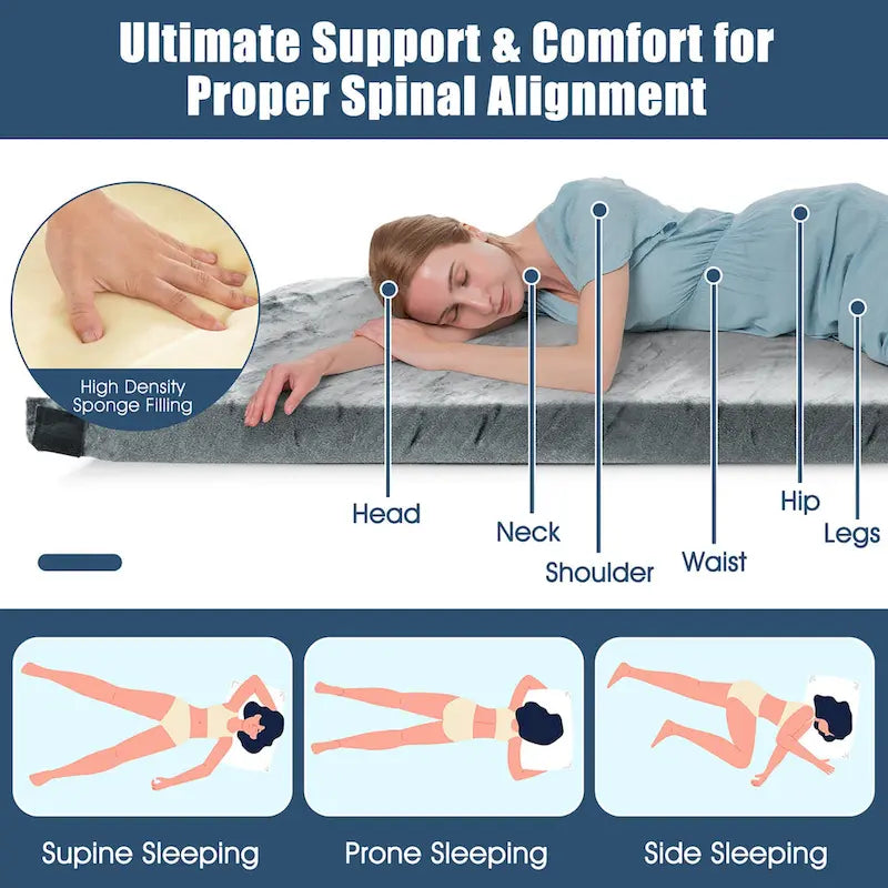72" Lightweight Roll-Up Travel Mattress - Portable Memory Foam