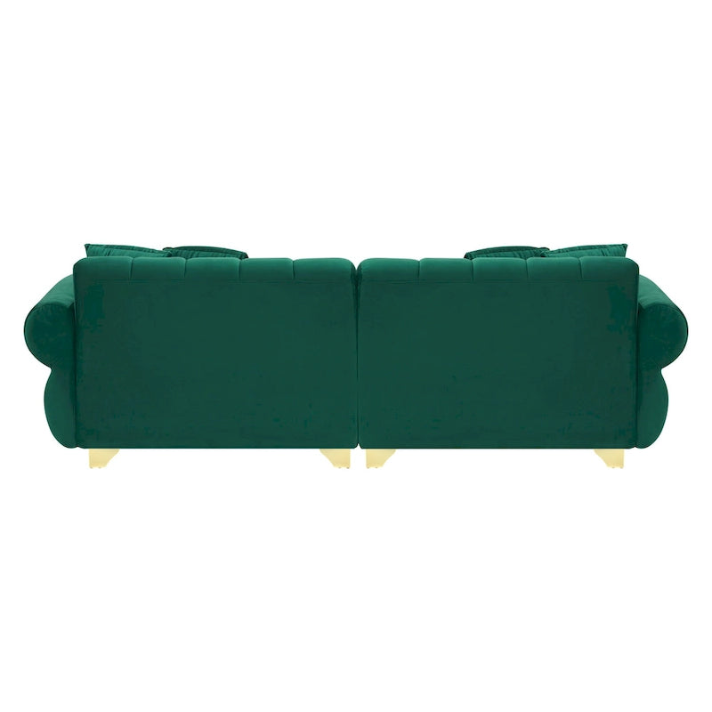 Green Velvet 3-seater Sofa with Spring-Wrapped Cushions