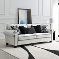White Chenille Sofa with Accent Pillows