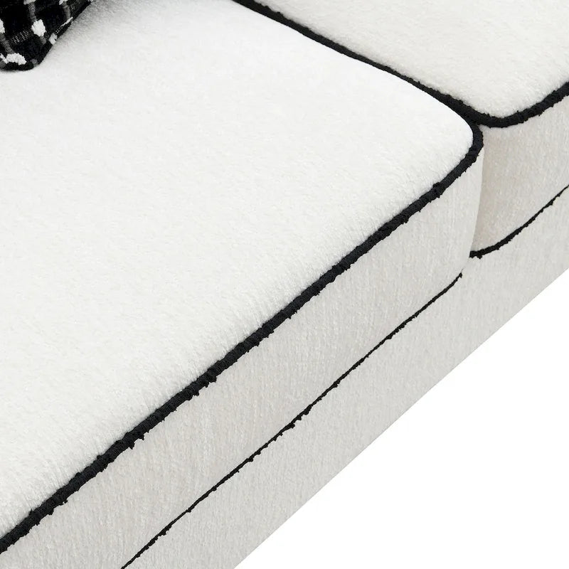 White Chenille Sofa with Accent Pillows