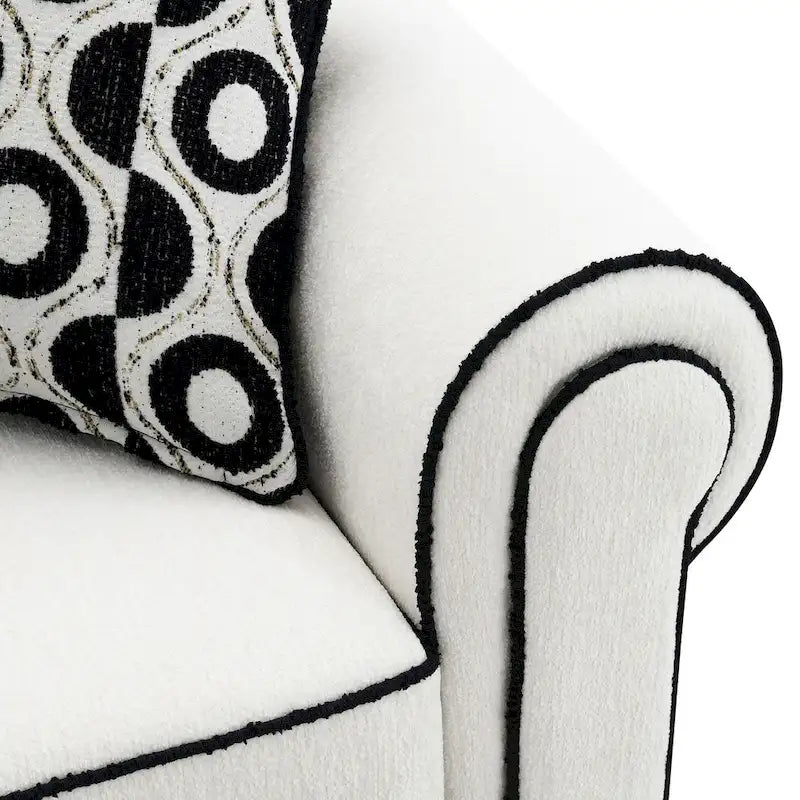 White Chenille Sofa with Accent Pillows