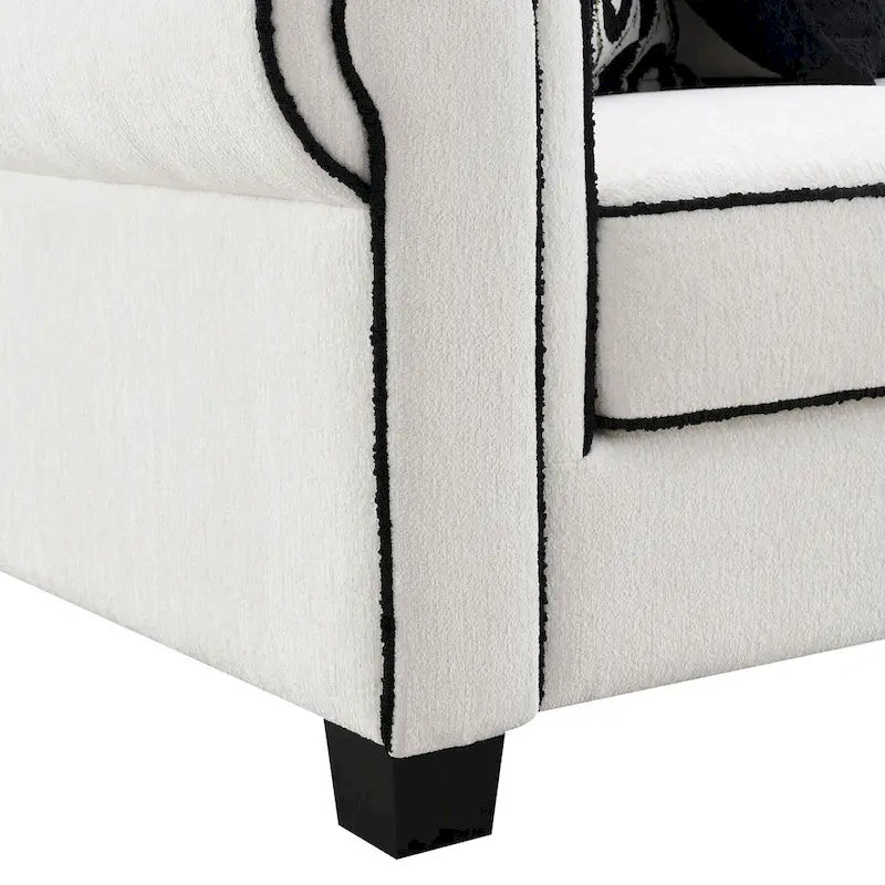 White Chenille Sofa with Accent Pillows