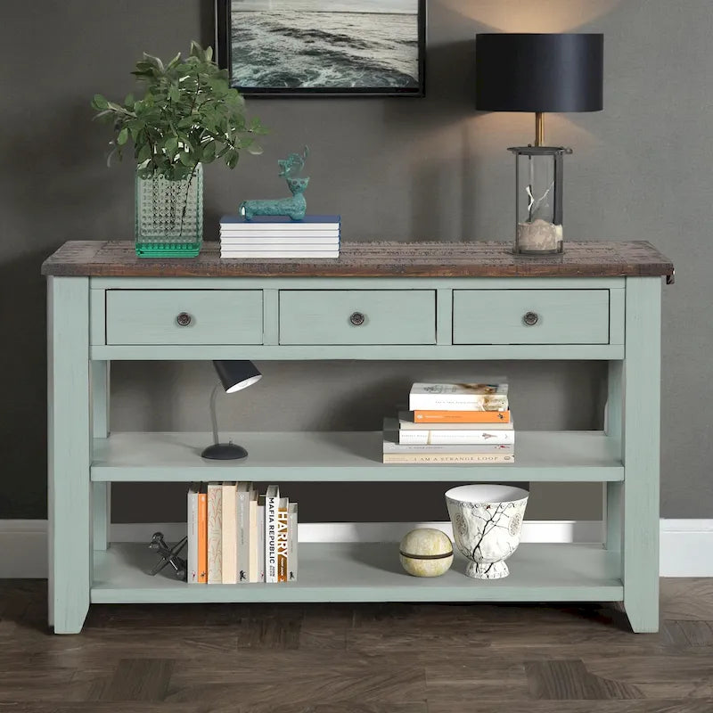 48" Console Table with 3 Drawers & 2 Shelves