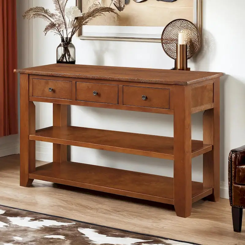 48" Console Table with 3 Drawers & 2 Shelves