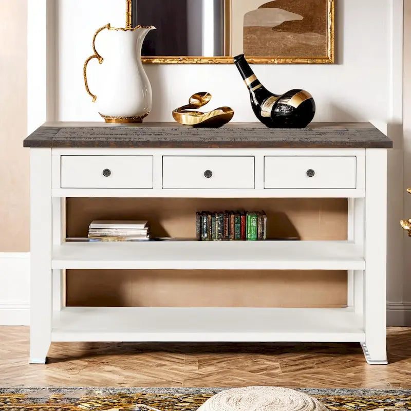 48" Console Table with 3 Drawers & 2 Shelves