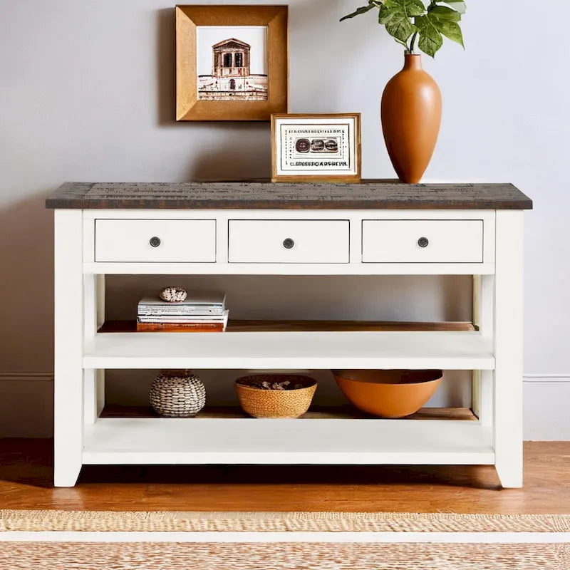 48" Console Table with 3 Drawers & 2 Shelves
