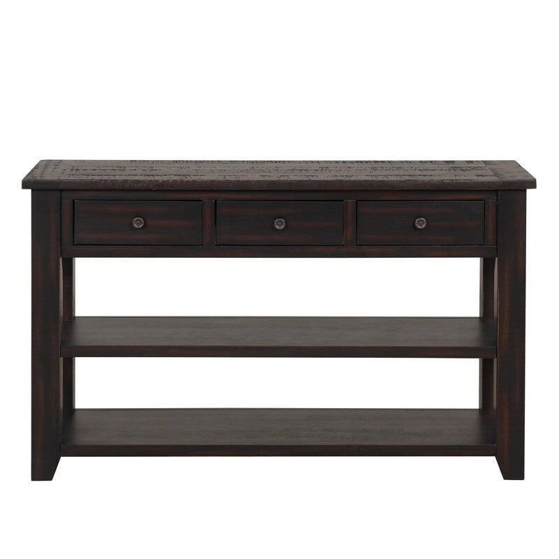48" Console Table with 3 Drawers & 2 Shelves