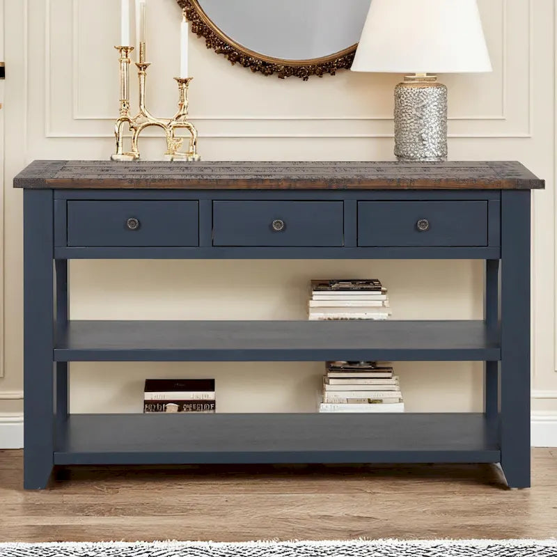 48" Console Table with 3 Drawers & 2 Shelves