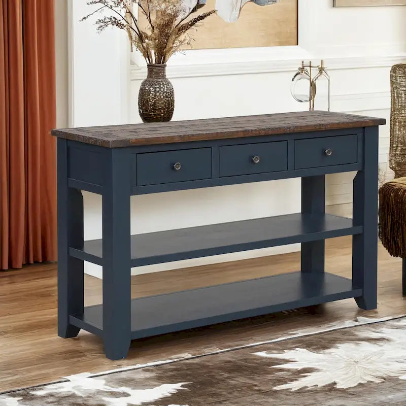 48" Console Table with 3 Drawers & 2 Shelves