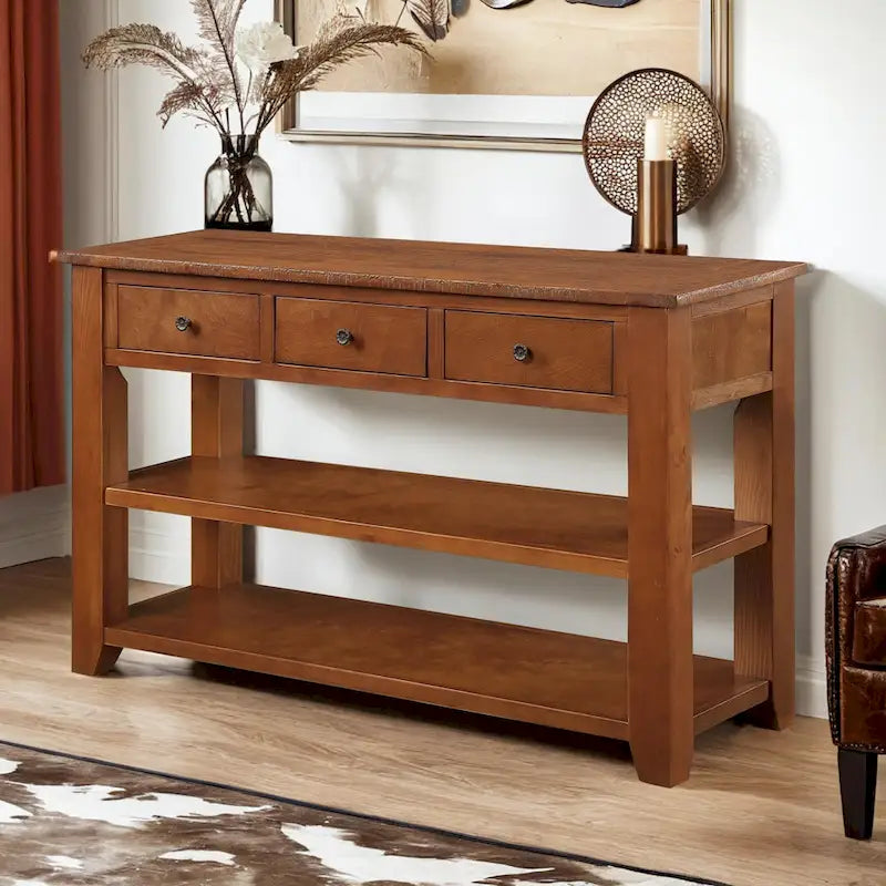 48" Console Table with 3 Drawers & 2 Shelves
