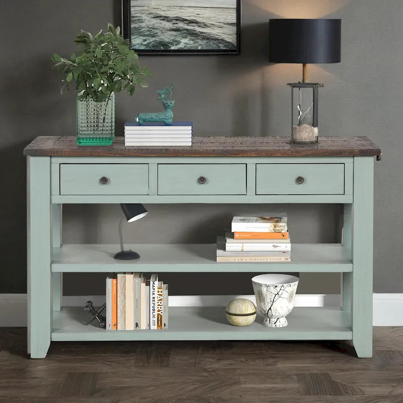 48" Console Table with 3 Drawers & 2 Shelves