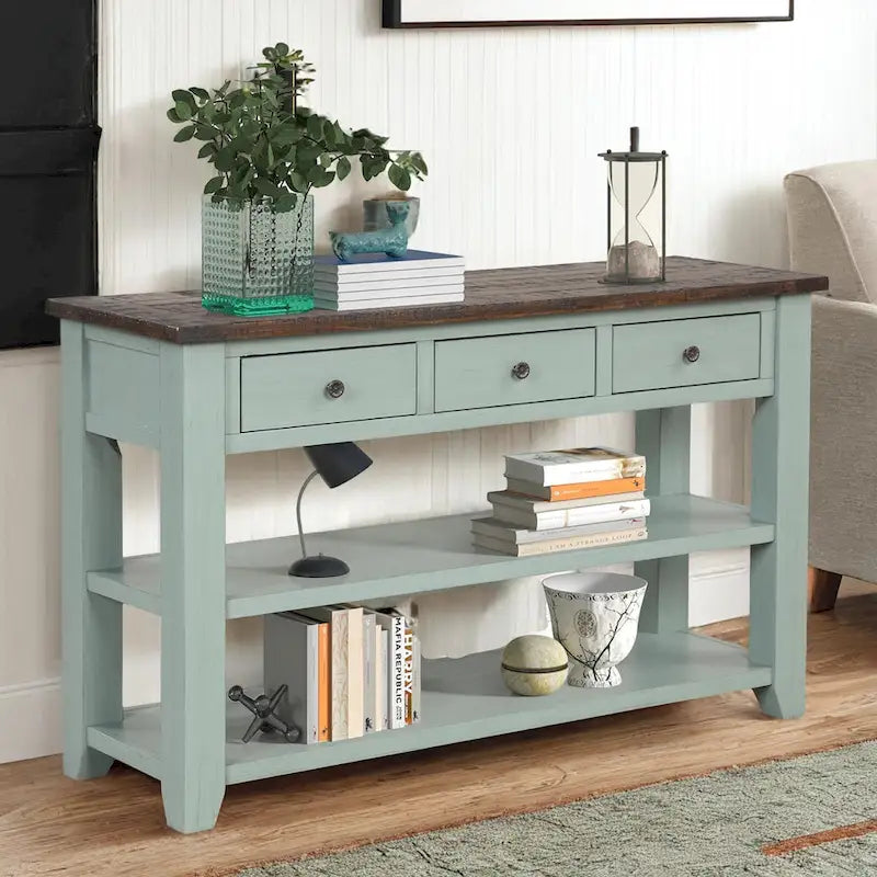 48" Console Table with 3 Drawers & 2 Shelves