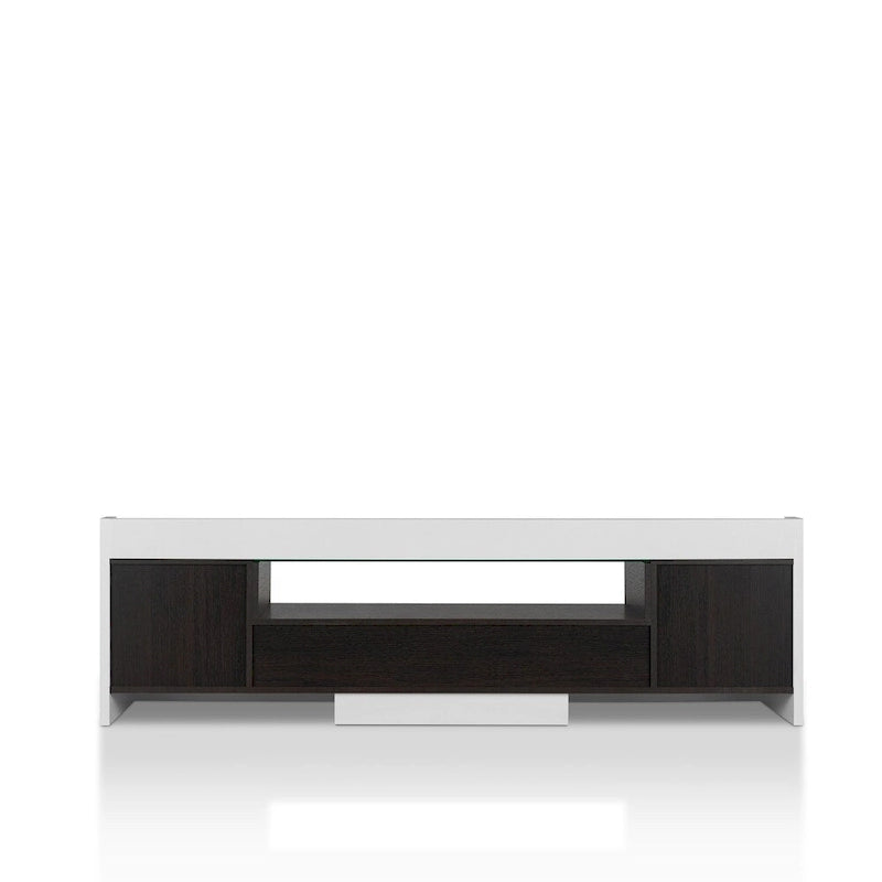 Contemporary White 70-Inch Glass TV Console with Multi-functional Storage