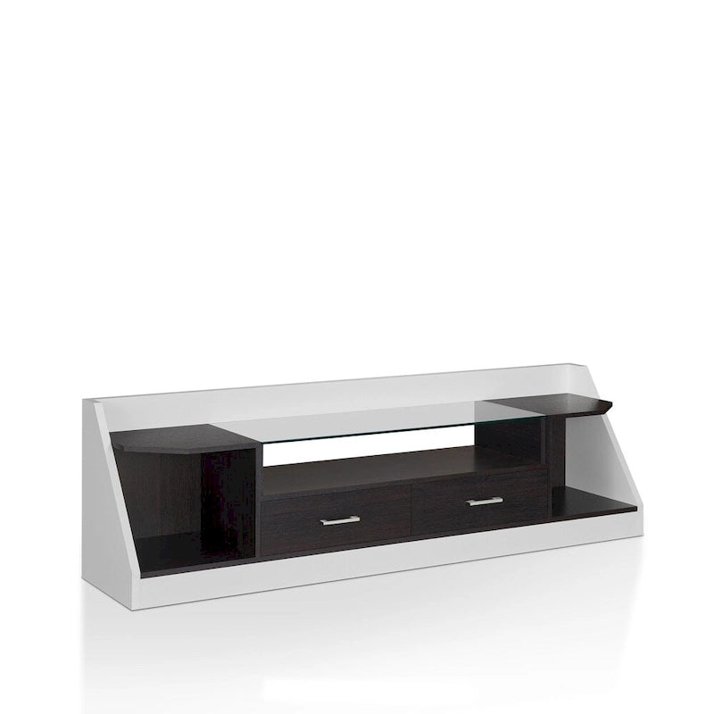 Contemporary White 70-Inch Glass TV Console with Multi-functional Storage