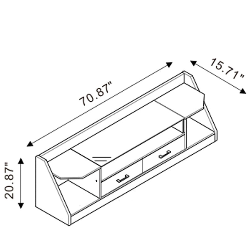 Contemporary White 70-Inch Glass TV Console with Multi-functional Storage