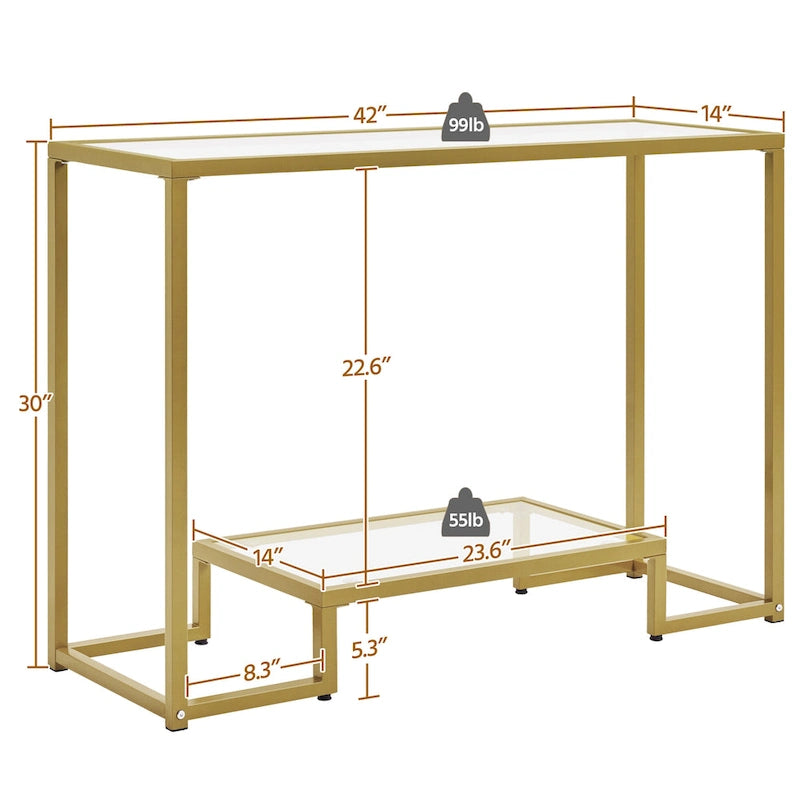 Modern Tempered Glass Console Table for Entryway & Porch