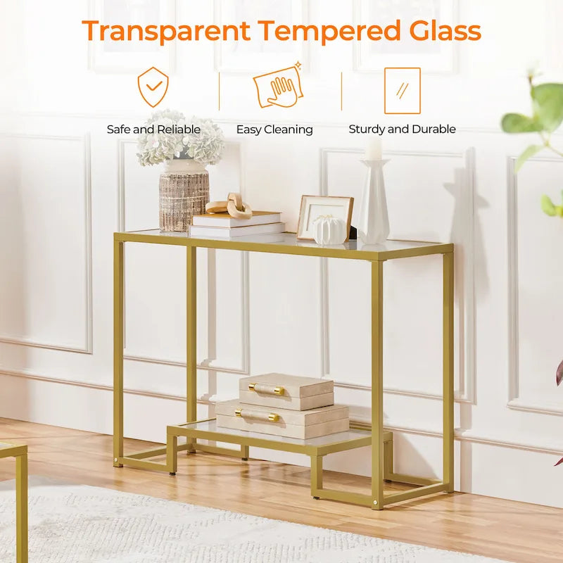 Modern Tempered Glass Console Table for Entryway & Porch