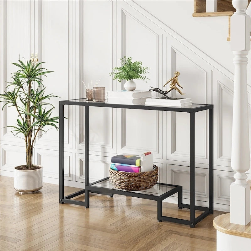 Modern Tempered Glass Console Table for Entryway & Porch