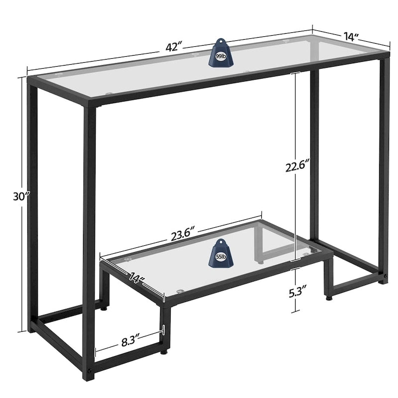 Modern Tempered Glass Console Table for Entryway & Porch