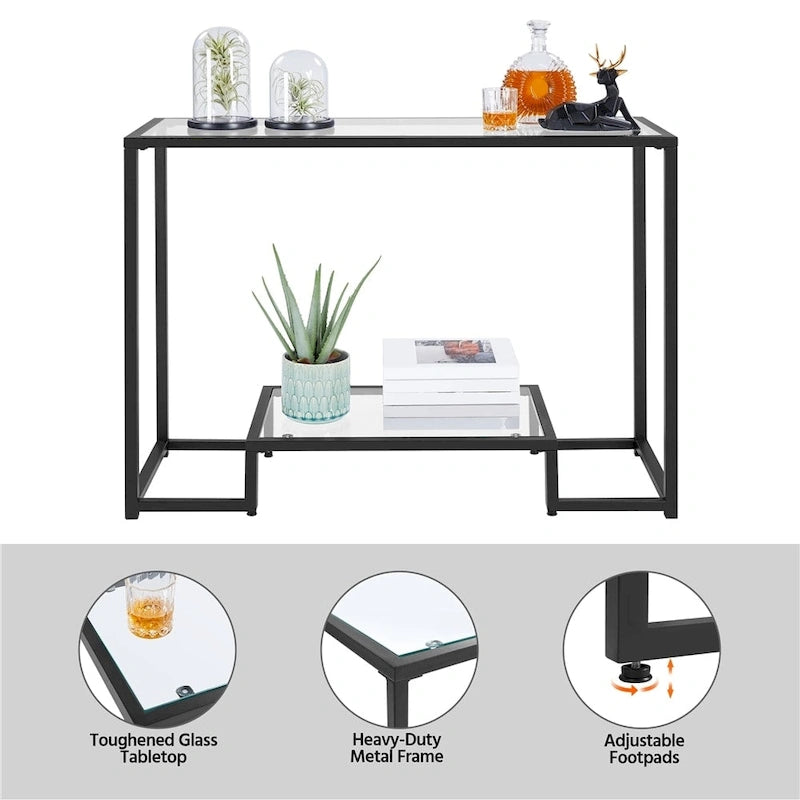 Modern Tempered Glass Console Table for Entryway & Porch