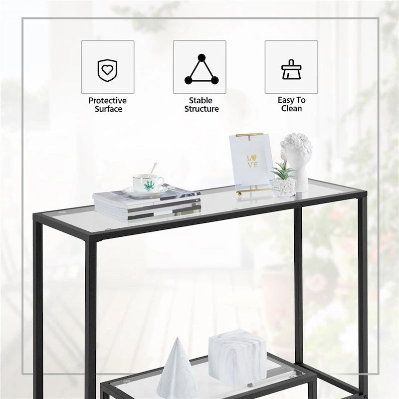 Modern Tempered Glass Console Table for Entryway & Porch