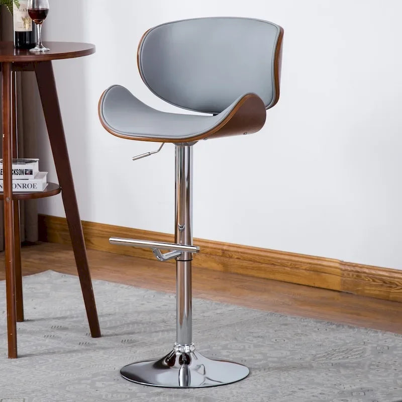 Modern Swivel Bentwood Adjustable Height Bar Stool