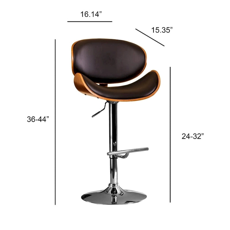 Modern Swivel Bentwood Adjustable Height Bar Stool