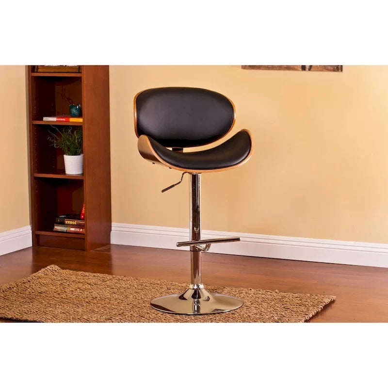 Modern Swivel Bentwood Adjustable Height Bar Stool