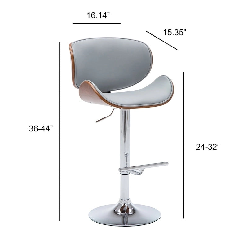 Modern Swivel Bentwood Adjustable Height Bar Stool