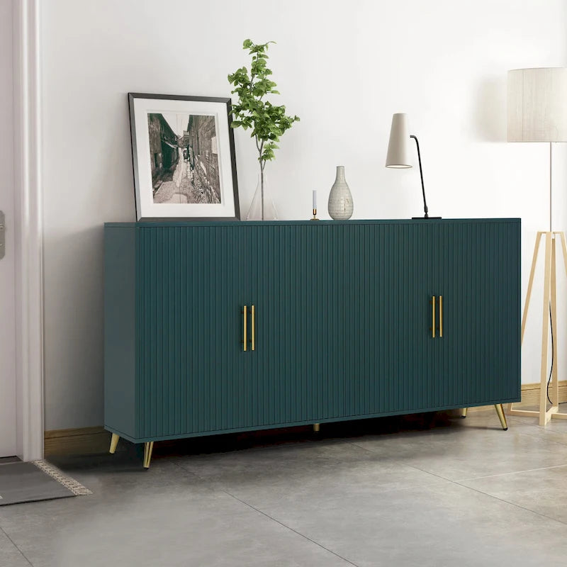 Wood TV Stand with Storage Cabinet & Adjustable Shelves - 15.70 x 60.00 x 32.30