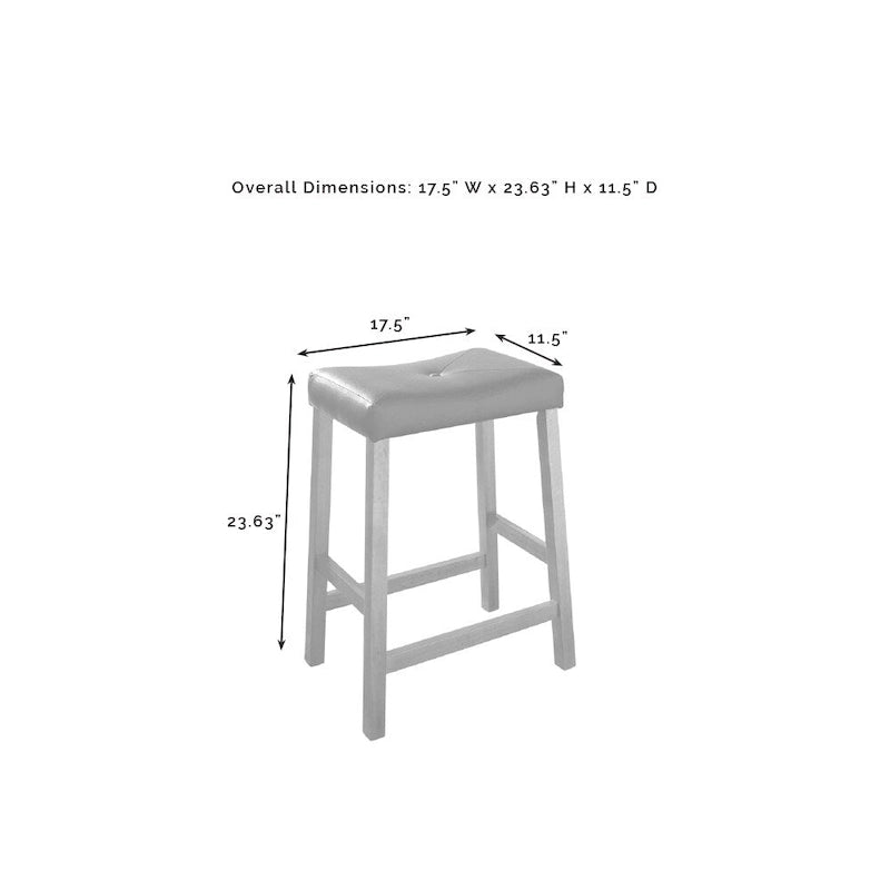 Kitchen Island with Upholstered Saddle Stools - 43D x 47.75W x 36.25H