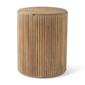 Dark Brown Solid Wood Fluted Round Side Table