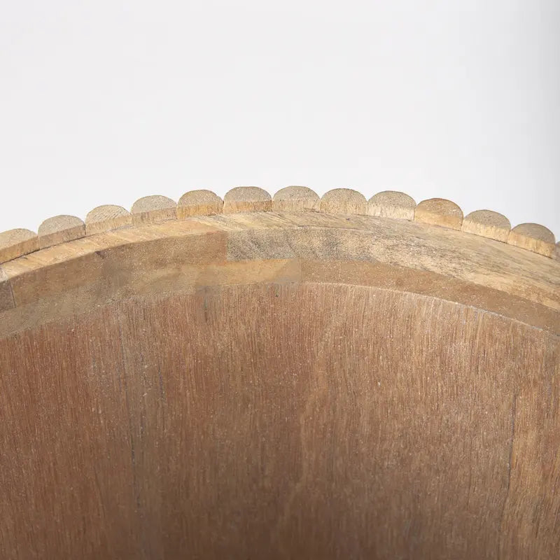 Dark Brown Solid Wood Fluted Round Side Table