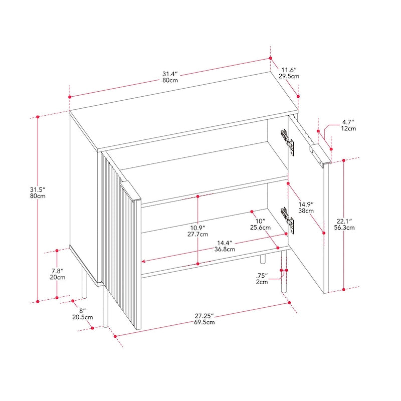 2-Door Compact Sideboard Buffet Cabinet
