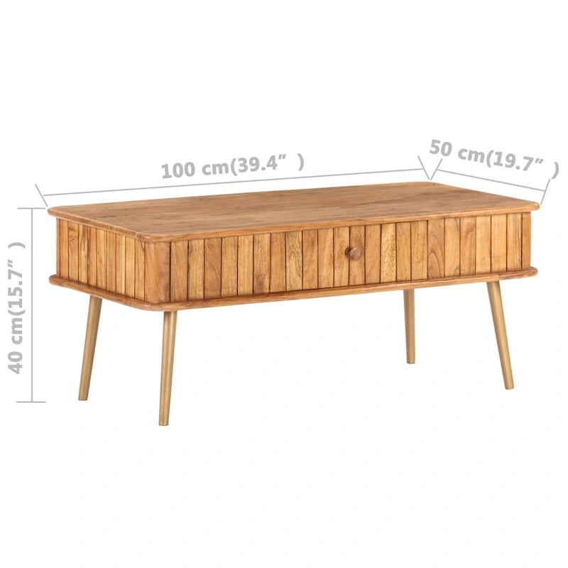 Coffee Table 39.4x19.7x15.7 Solid Acacia Wood