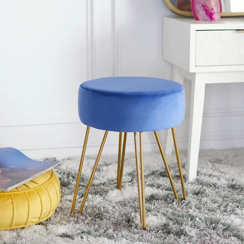 Round Hairpin Leg Ottoman