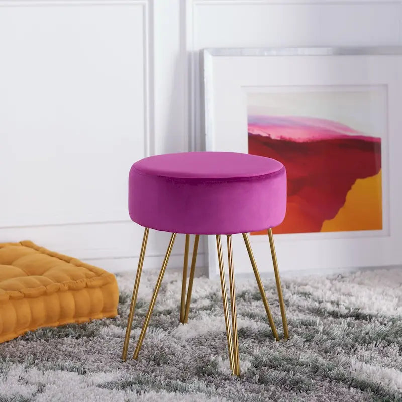Round Hairpin Leg Ottoman