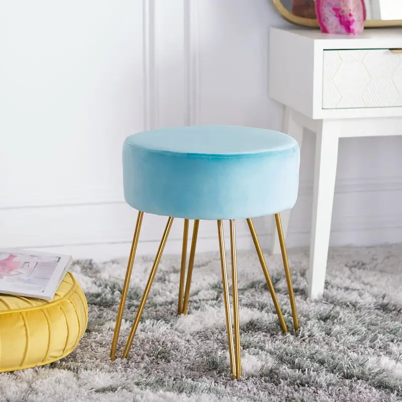 Round Hairpin Leg Ottoman