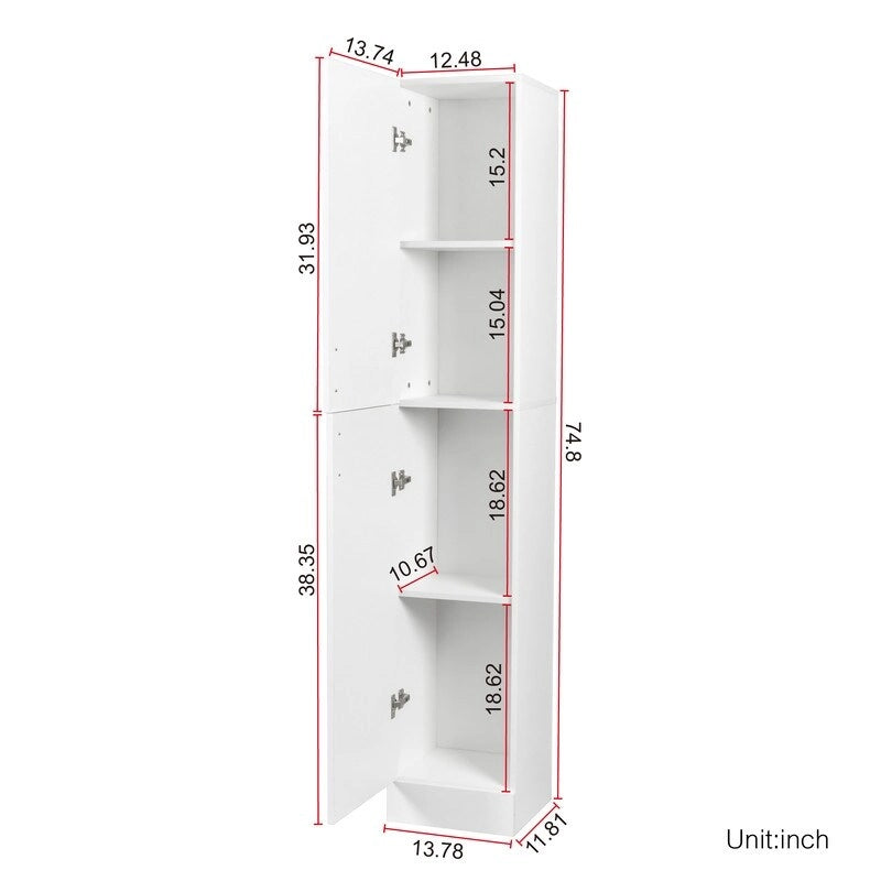 Freestanding Kitchen Cabinet with Adjustable Shelves and Two Doors