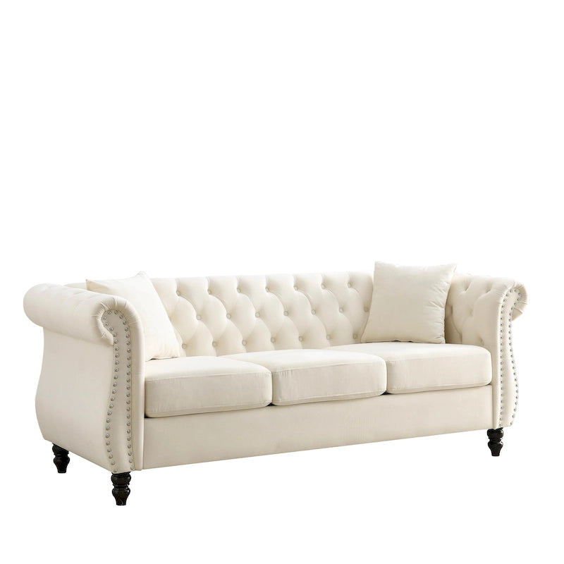 Classic Button-Tufted 3-Seater Sofa for Living Room