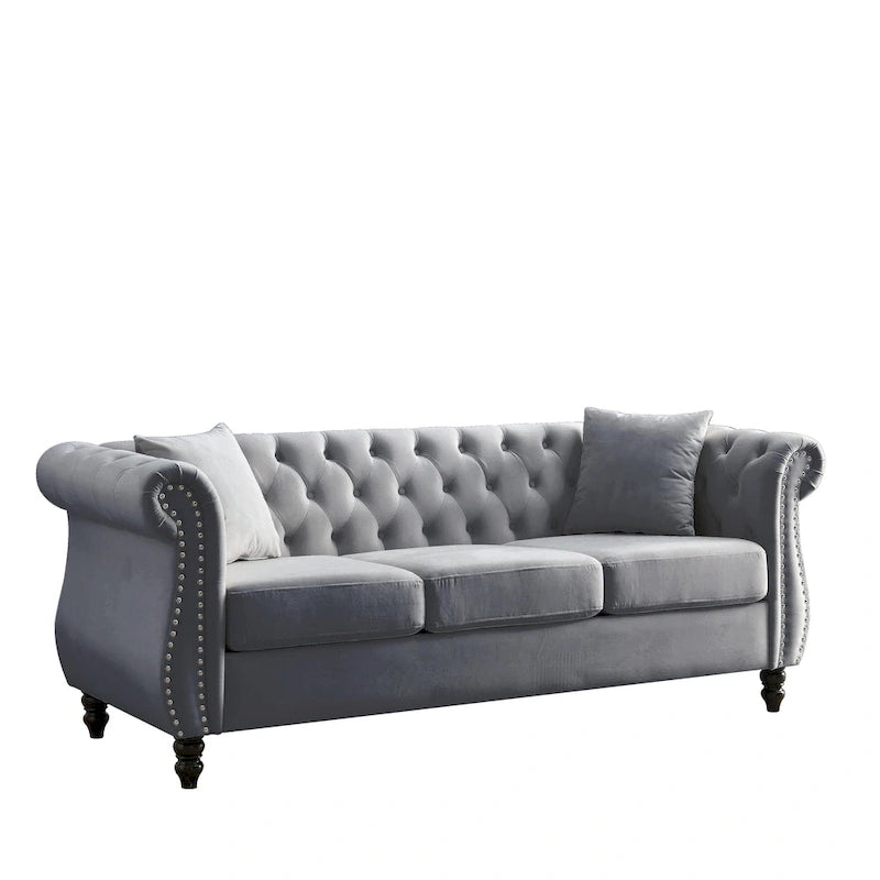 Classic Button-Tufted 3-Seater Sofa for Living Room