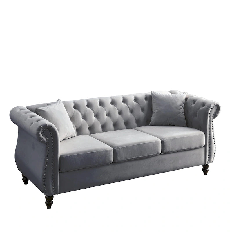 Classic Button-Tufted 3-Seater Sofa for Living Room
