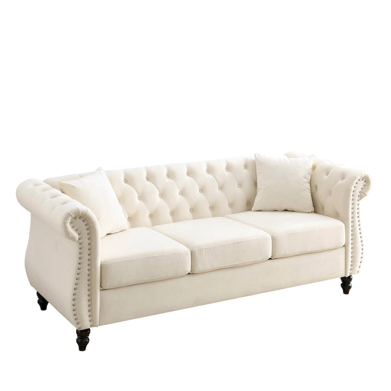 Classic Button-Tufted 3-Seater Sofa for Living Room