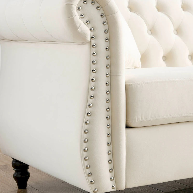 Classic Button-Tufted 3-Seater Sofa for Living Room