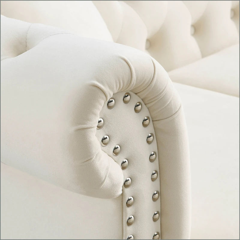 Classic Button-Tufted 3-Seater Sofa for Living Room