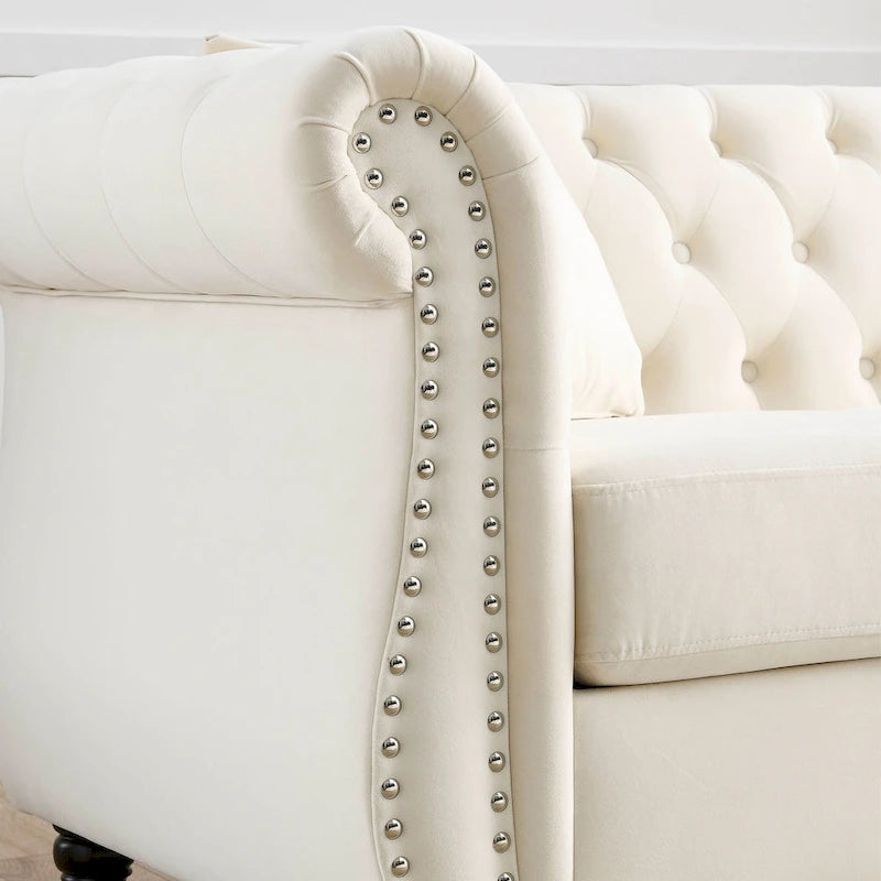 Classic Button-Tufted 3-Seater Sofa for Living Room